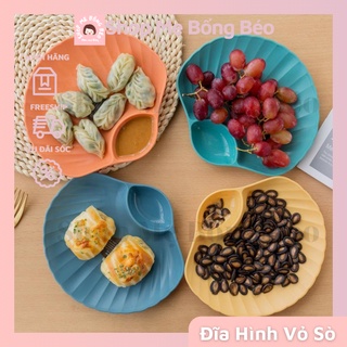 Đĩa nhựa đựng thức ăn hoa quả set 4 đĩa decor hình sò đựng gia vị chấm ngon miệng nhiều màu sắc trang trí đẹp