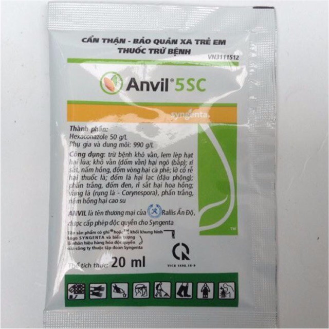 Chế phẩm trừ nấm bệnh cho cây Anvil 5SC chính hãng Syngenta  (20ml)