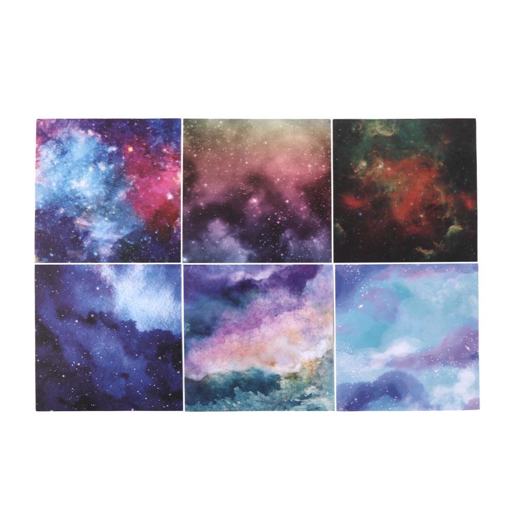 Set 24 Tờ Giấy 6 &quot;X6&quot; Họa Tiết Bầu Trời Đầy Sao Nhiều Màu Sắc Dùng Trang Trí Sổ Tay DIY