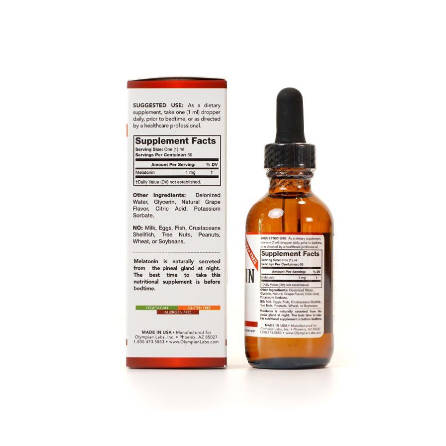 [Giá Gốc] Thực phẩm chức năng Olympian Labs Melatonin 1mg hỗ trợ điều hòa và cải thiện giấc ngủ 60ml