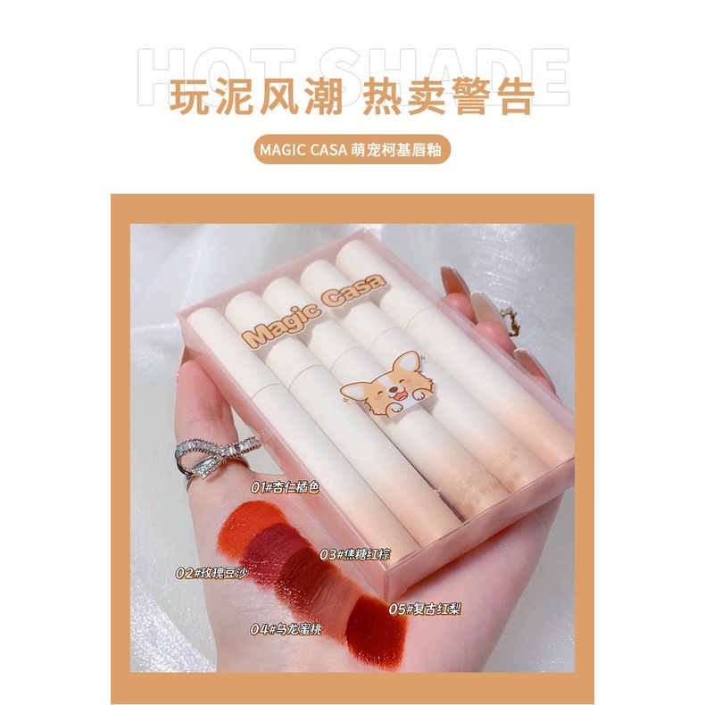 Set 5 Son Corgi Magic Casa Pet Corgi Velvet Matte Lipstick