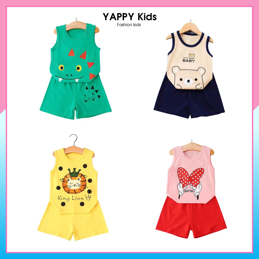 Bộ ba lỗ bé trai bé gái set cotton mềm mịn thấm hút mồ hôi  YAPPY KIDS