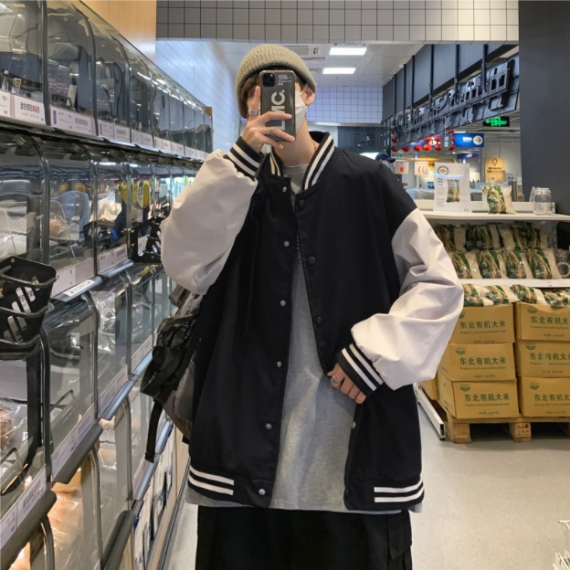 Áo khoác áo bóng chày dáng rộng phong cách Hàn Quốc áo khoác 2 lớp trẻ trung thời trang varsity jacket