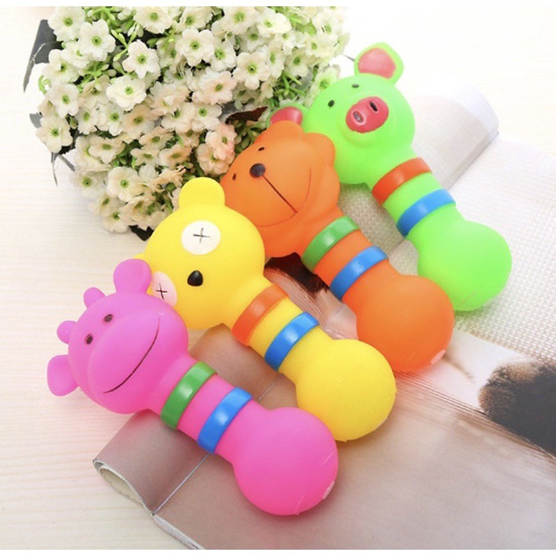 ĐỒ CHƠI CHO CHÓ MÈO THÚ CƯNG PET Đầu hình đầu thú Chất liệu nhựa dẻo Dài 14cm Giúp thú cưng thư giãn Xả stress