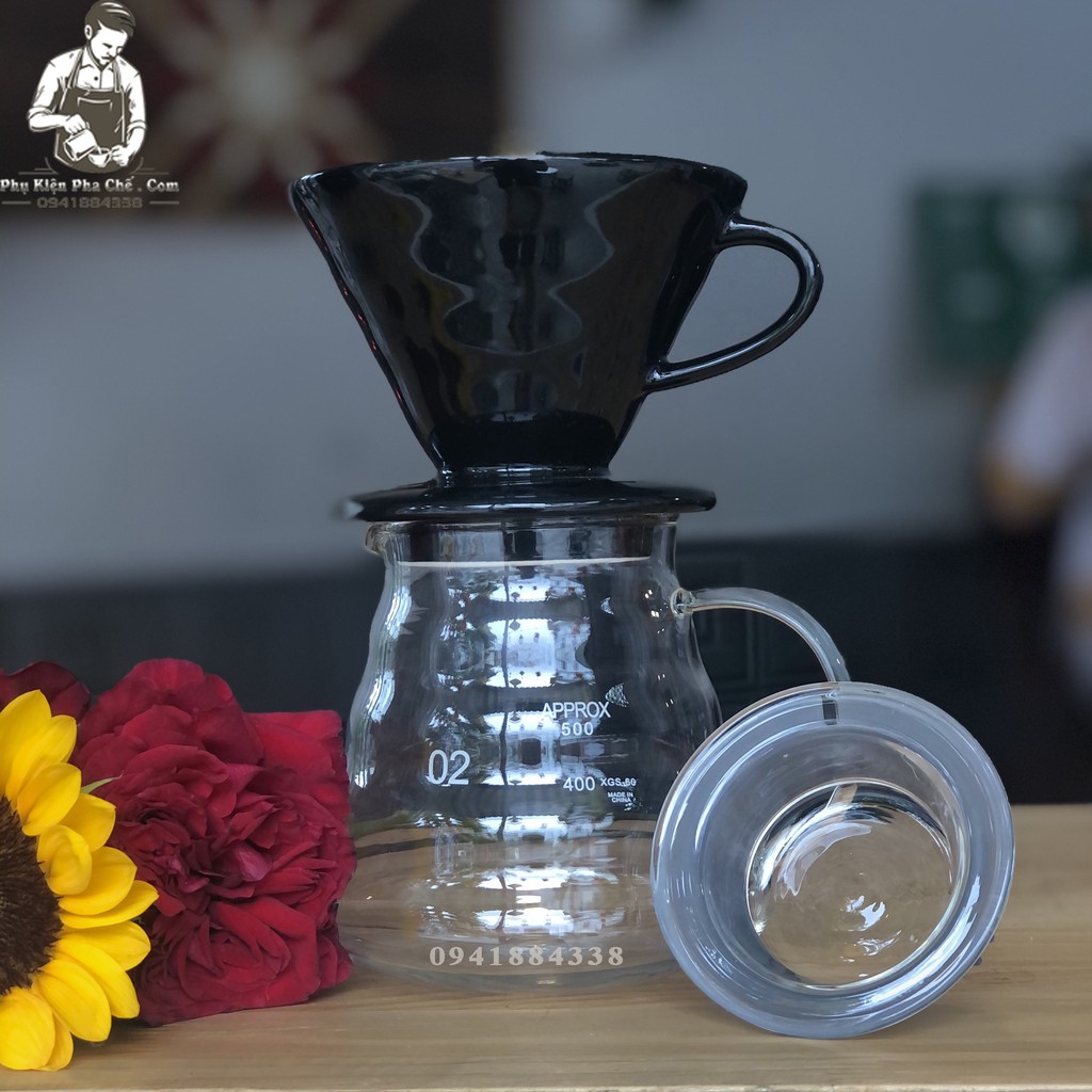 Bộ Bình Pha Drip V60 Phễu Sứ