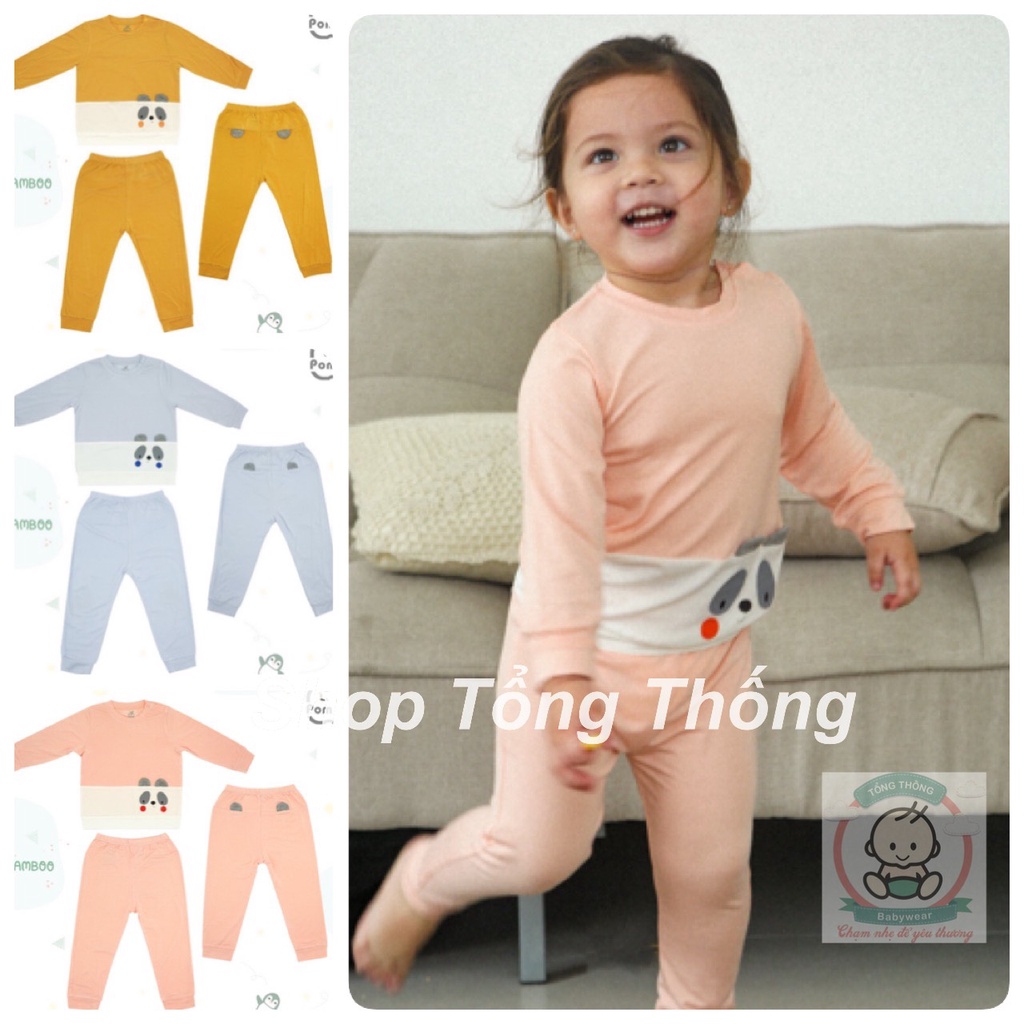 Bộ La Pomme Bamboo dài tay cài vai gấu trúc cao cấp mềm mịn thoáng mát thấm hút tốt cho bé trai bé gái SL203