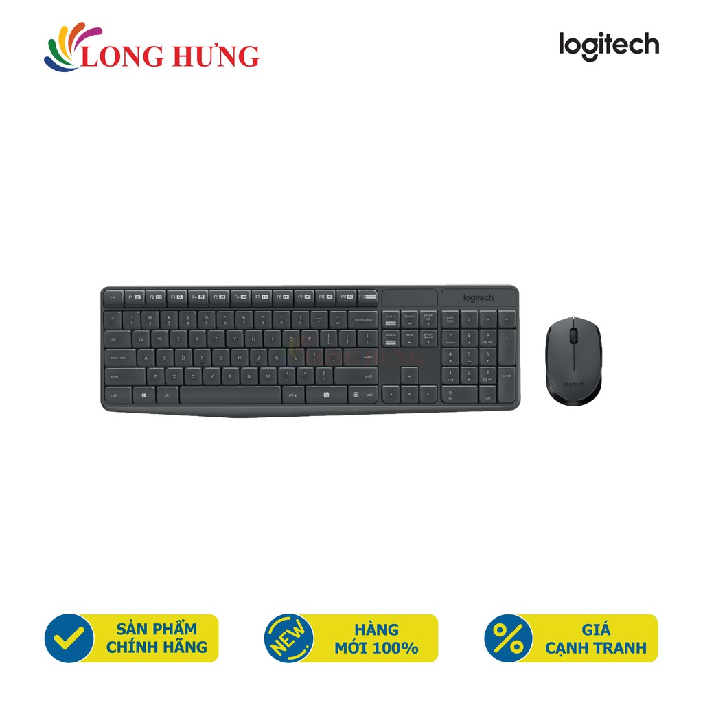 Combo chuột và bàn phím không dây Logitech MK235 - Hàng chính hãng