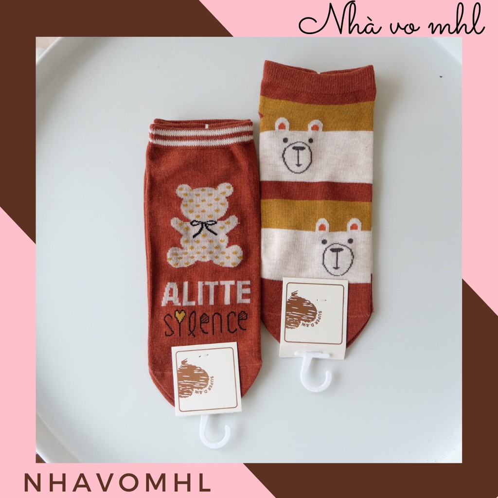 Set Vớ Ngắn 5 Đôi Hình Tất Cổ Ngắn Hàn Nhật Vớ Unisex Ngắn Cổ Nam Nữ Cotton Phong Cách Ulzzang