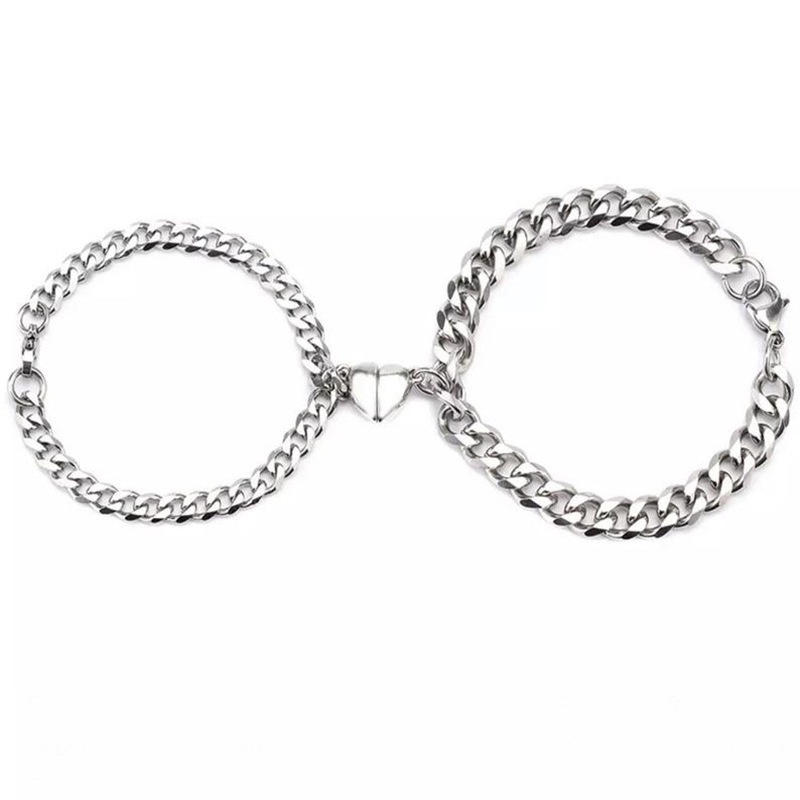 Set 2 Vòng Tay Thép Titan Mặt Hình Trái Tim Đơn Giản Thời Trang Dành Cho Cặp Đôi | BigBuy360 - bigbuy360.vn