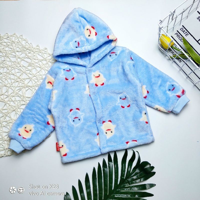 Bộ Quần Áo Lông Tuyết Có Mũ Mềm Ấm Cho Bé 3-10Kg