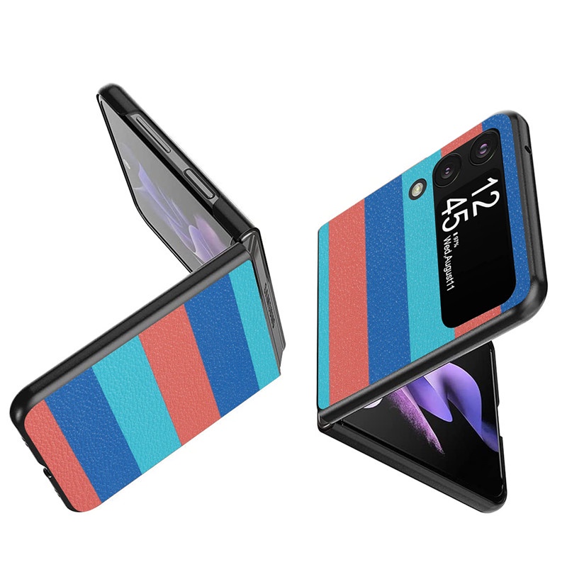 Ốp Điện Thoại Da Pu Kẻ Sọc Chống Sốc Thời Trang Cho Samsung Galaxy Z Flip 4 Samsung Galaxy Z Flip 3