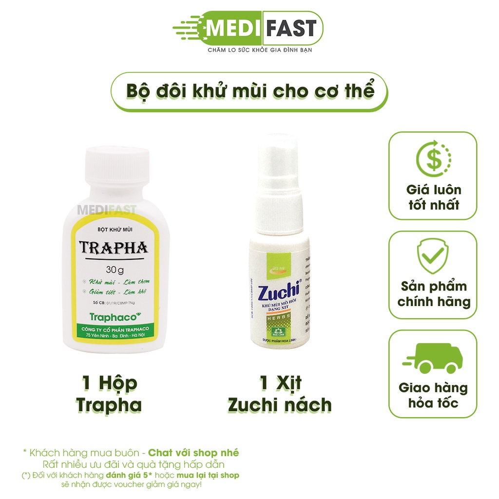 Khử mùi hôi chân, hôi nách Trapha 30g - Chính hãng Traphaco