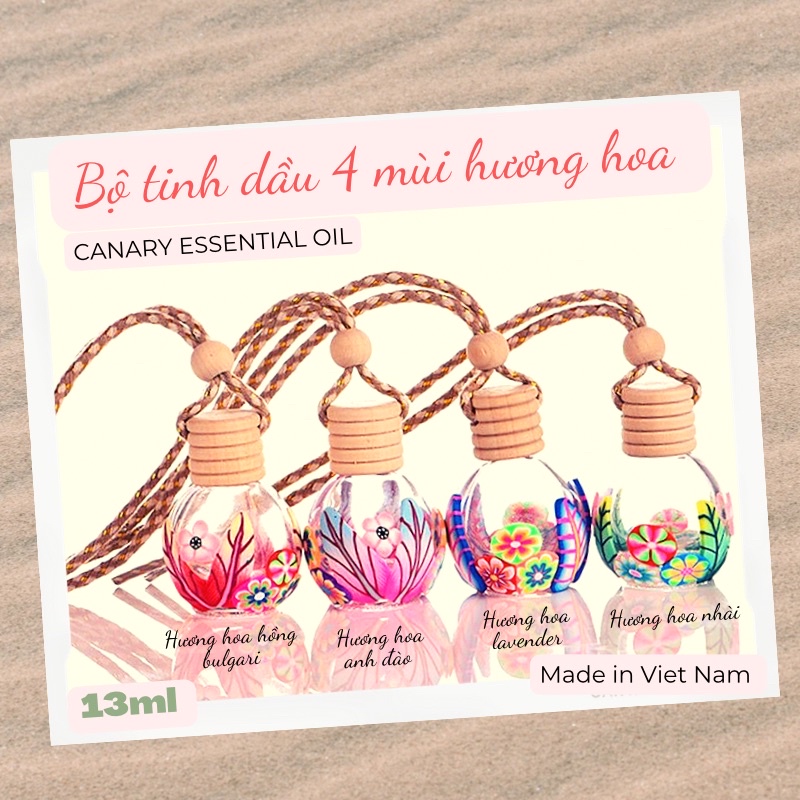 Bộ tinh dầu 4 mùa: Hoa nhài, Hoa hồng, Hoa anh đào, Hoa Oải hương