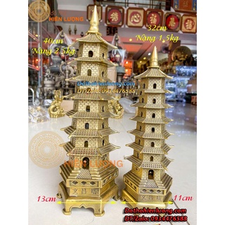 Tháp văn xương 7 tầng hàng đúc đẹp bằng đồng nguyên chất các cỡ - đồ thờ hiên lượng