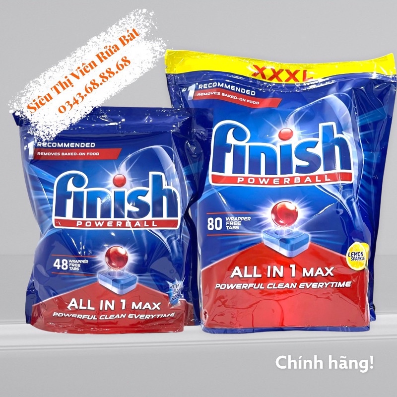 [CỰC MẠNH] Viên rửa bát Finish All in 1 max [10 chức năng, màng nilon tự tan]