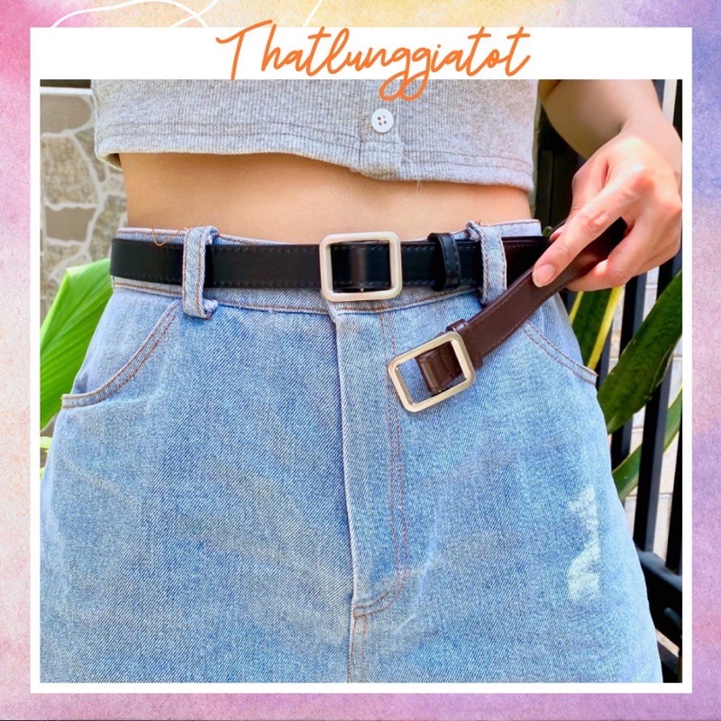 Dây Lưng Nữ- Dây nịt nữ trơn - Màu ngẫu nhiên Đen hoặc nâu
