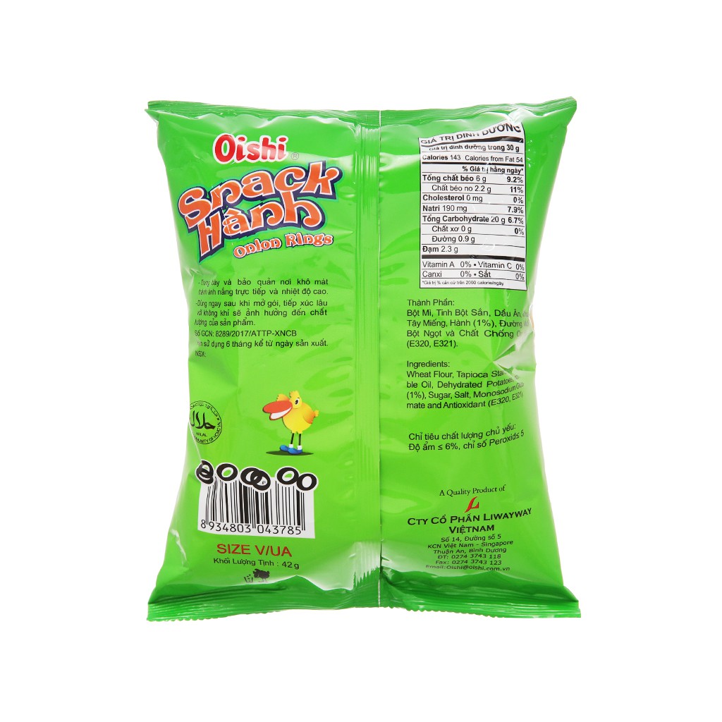 Snack hành Oishi Orion Rings gói 40g