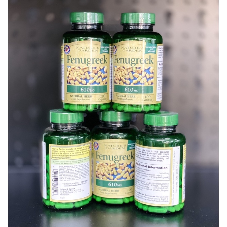 Cỏ cà ri lợi sữa Fenugreek 610mg Natures Garden UK - Herbaby