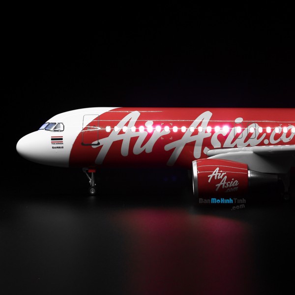 Mô hình máy bay lắp ráp có đèn led Air Asia Airbus A320 47cm Everfly