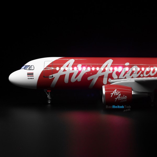 Mô hình máy bay lắp ráp có đèn led Air Asia Airbus A320 47cm Everfly