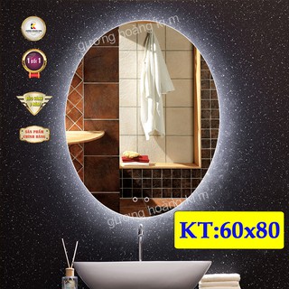 gương oval treo tường led cảm ứng viền ngoài  Kích Thước  60x80 cm - guonggoangkim mirror