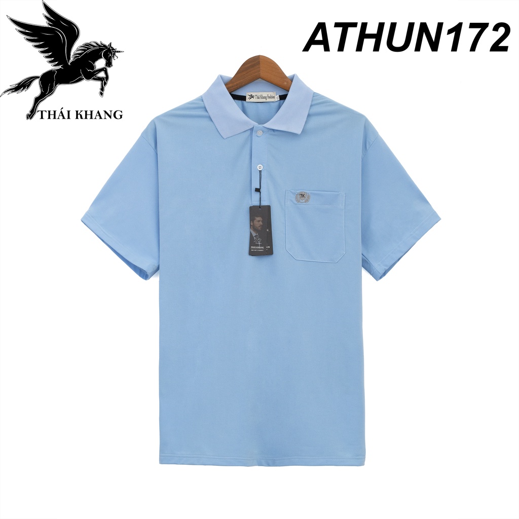 Áo thun POLO nam có cổ THÁI KHANG vải xịn cotton mềm mịn mát có túi form rộng trung niên ATHUN17