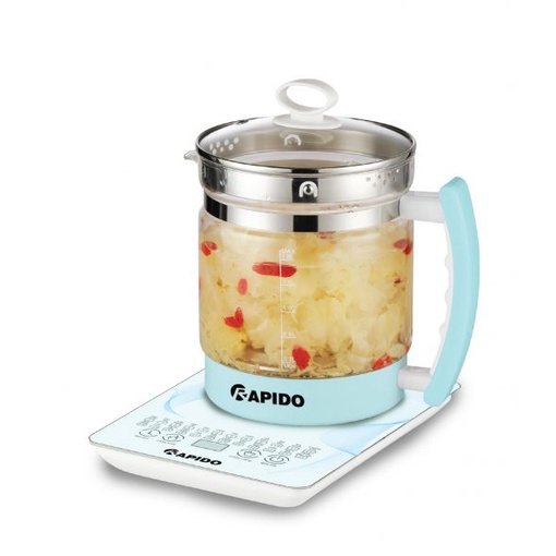 Ấm điện đa năng thủy tinh 1.8L - 10 chức năng-Hàng chính hãng-Rapido Ferroli