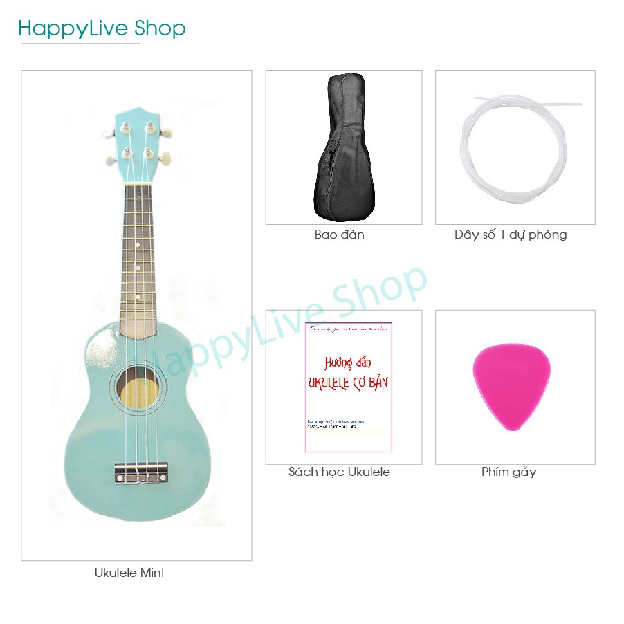 Đàn Ukulele Xanh Mint Soprano Magnate + tặng bao + dây dự phòng + sách + phím gảy