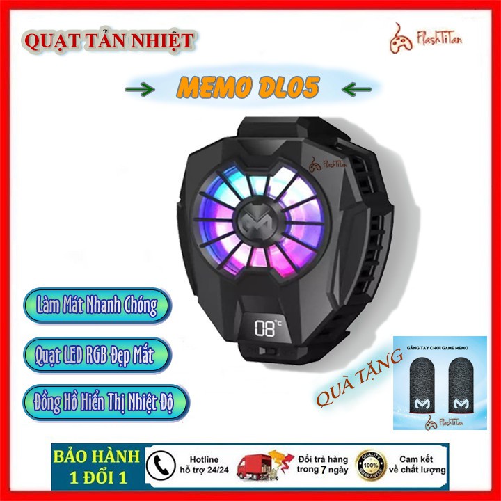 ❦►Quạt Tản nhiệt điện thoại MEMO DL05 - làm mát khi chơi game, Có đồng hồ hiện thị độ siêu đẹp