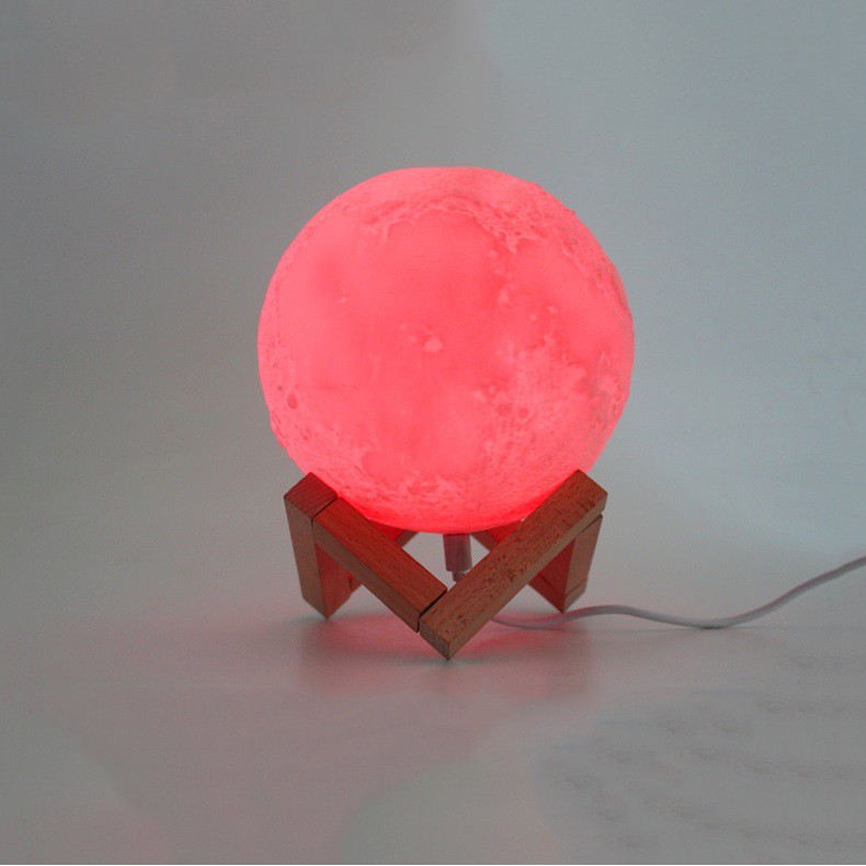 Đèn ngủ mặt trăng ML3D-0807, Đèn mặt trăng 7 màu 8cm, Đèn trang trí Moon Light 3D