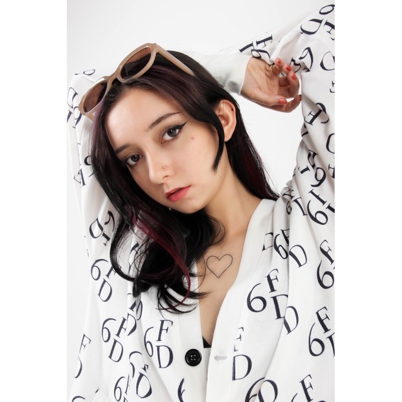 ÁO KHOÁC CARDIGAN MONOGRAM TRẮNG / UNISEX | BigBuy360 - bigbuy360.vn