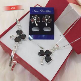 Bộ trang sức bạc ta cỏ 3 lá .