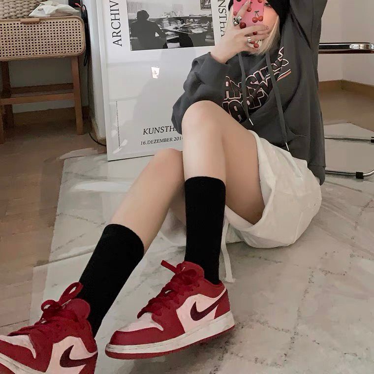 Tất cổ cao,Vớ cotton co giãn cổ cao nhiều màu tùy chọn thời trang cho nữ
