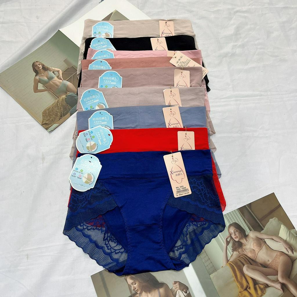 Quần lót nữ cotton viscose cao cấp cạp cao 8889 mềm mại thấm hút mồ hôi thoáng mát freesize từ 45kg-65kg