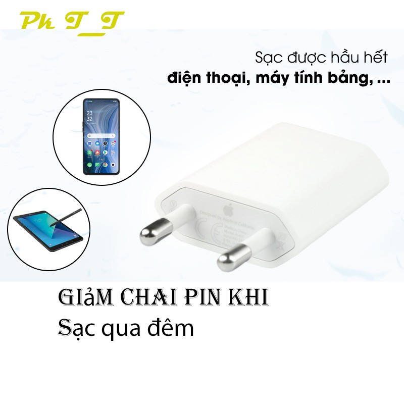 Bộ Củ Sạc IPhone Dẹp 5W + Cáp sạc lightning Chính Hãng Không Nóng Máy Dành Cho Dòng Ip 5/6/6s/7/8/X/Xsmax/11 [ Bh 12T]