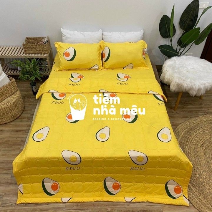 ( Giá Siêu Rẻ _Hàng Đẹp ) Set Chăn Ga Gối  Cotton 80% - Cotton Poly 5 Món ( 2 vỏ gối ,1ga ,1 mền chăn chần bông)