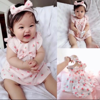 Set váy bé gái kèm chip và turban