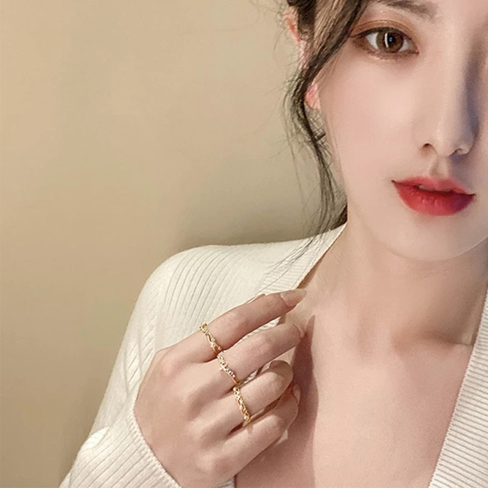 Nhẫn Đeo Tay Kim Loại Đính Đá Thời Trang Cho Nữ