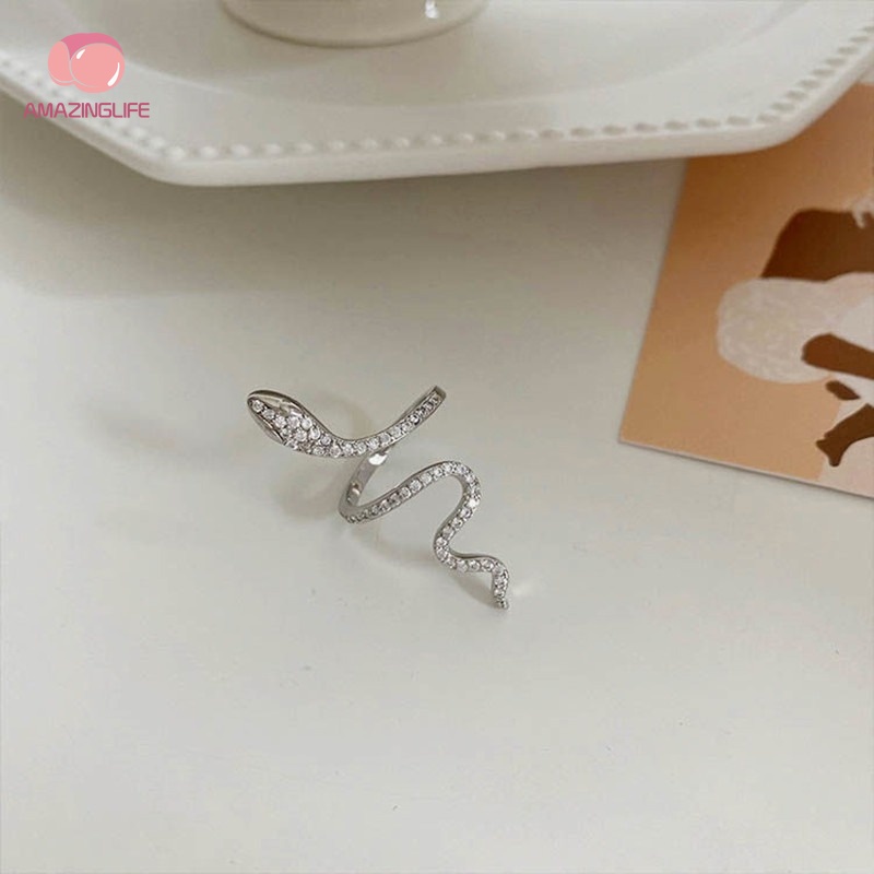 Nhẫn Đeo Tay Kim Loại Hình Rắn Đính Đá Zircon Thời Trang Nữ