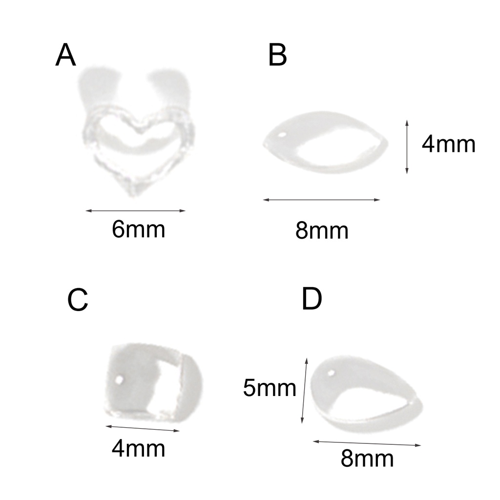 Bộ 100 Phụ Kiện Trang Trí Móng Tay Tạo Hiệu Ứng 3D Bằng Nhựa Resin