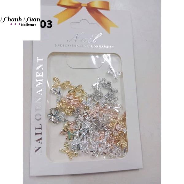 Charm nail cao cấp, Charm gắn móng túi đủ loại bướm nơ trái tim... - Phụ kiện nail
