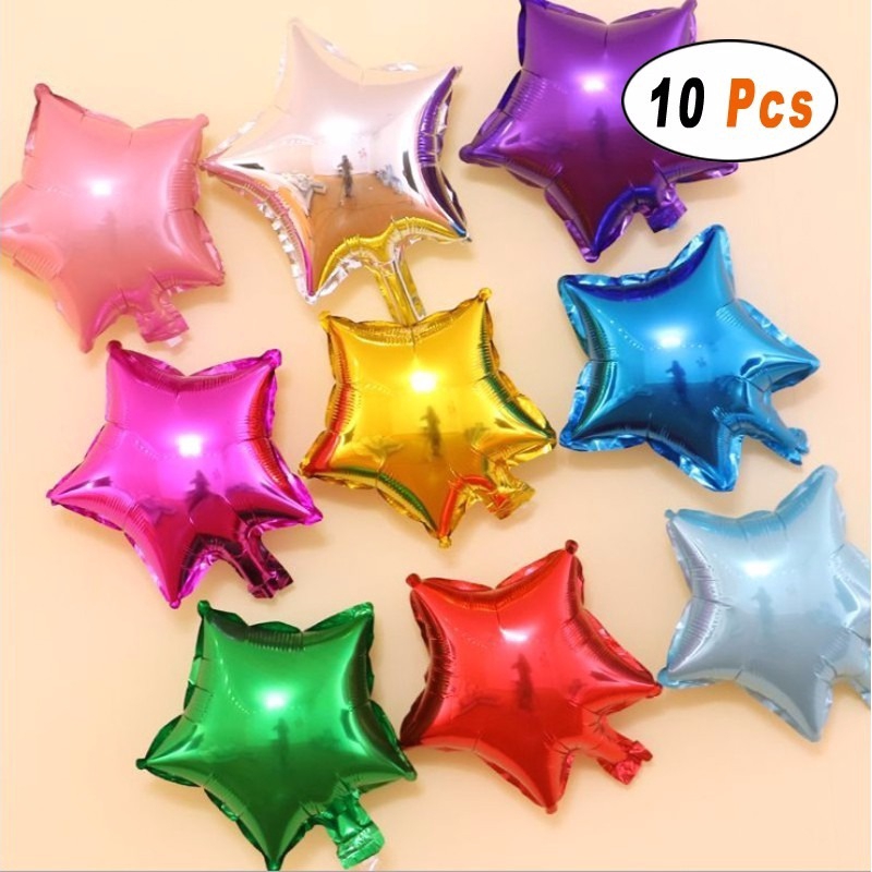 Set 10 bóng bay hình ngôi sao 5 inch nhiều màu sắc đẹp mắt dùng trang trí tiệc