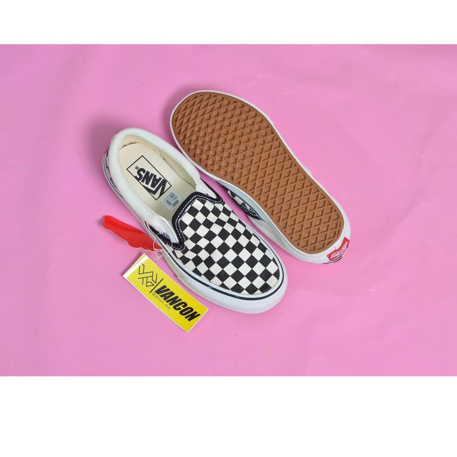 Giày Vans Slip On Chekerboard Màu Trắng Đen