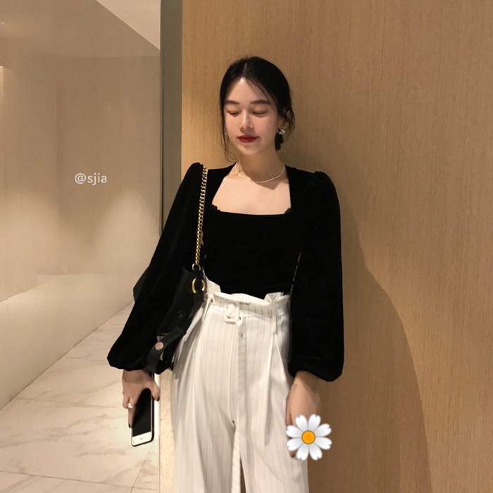 Áo kiểu cổ vuông tay phồng phong cách Hàn Quốc cho nữ | BigBuy360 - bigbuy360.vn
