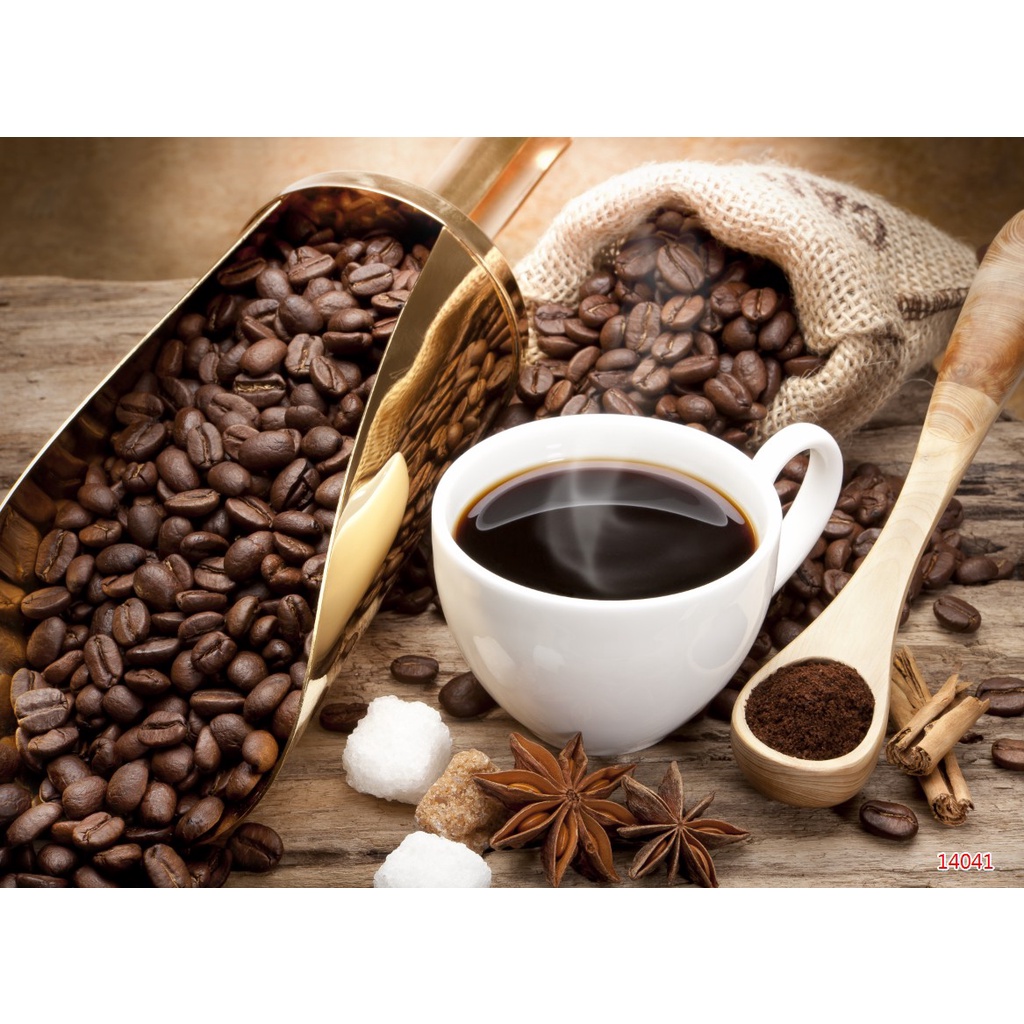 Tranh dán tường 3D trang trí nhà hàng cafe trà sữa trà chanh đẹp bền sang giá rẻ kt5