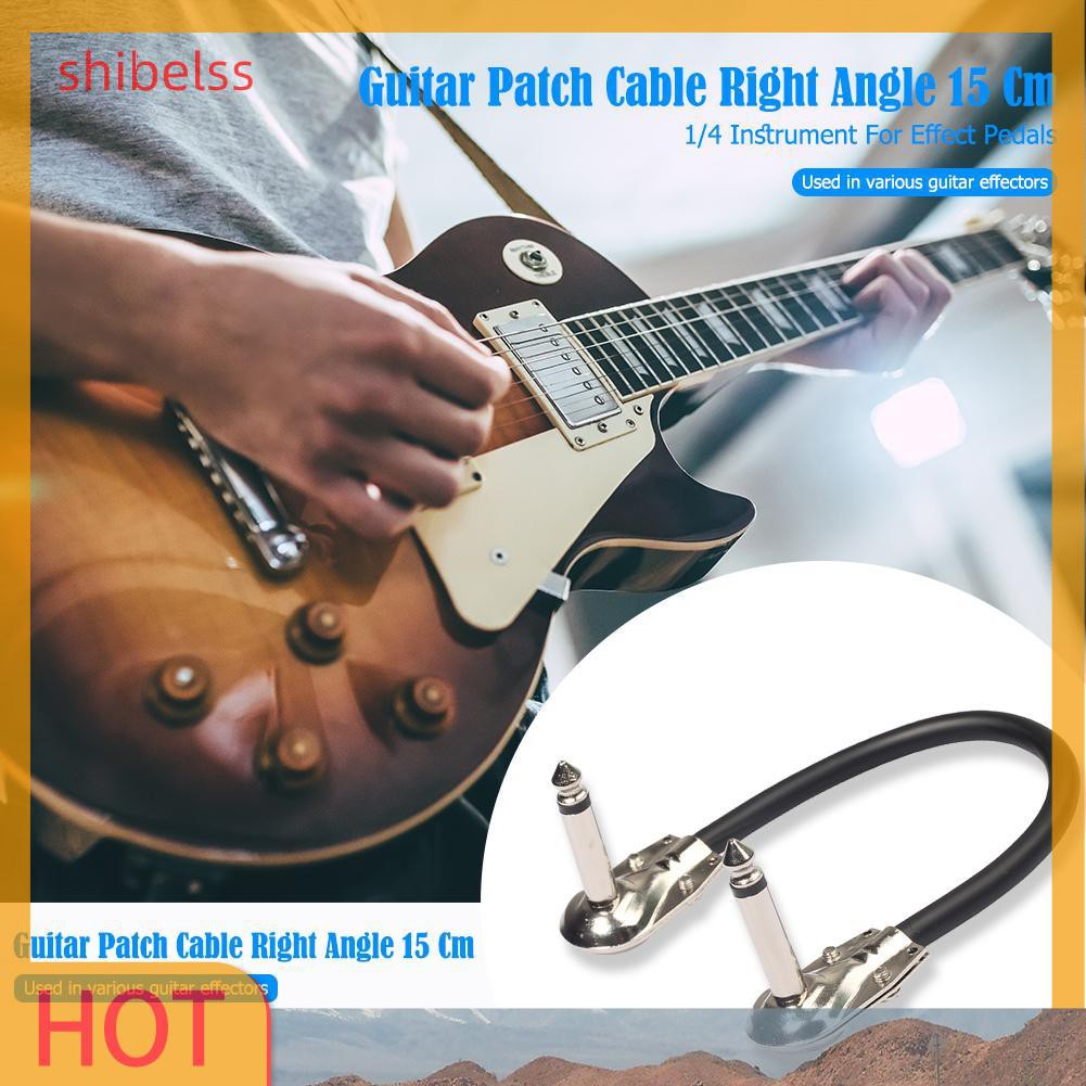 （ʚshibelss）Right Angle 15cm 6.35mm Male to Male Guitar Patch Cable for Effect Pedals