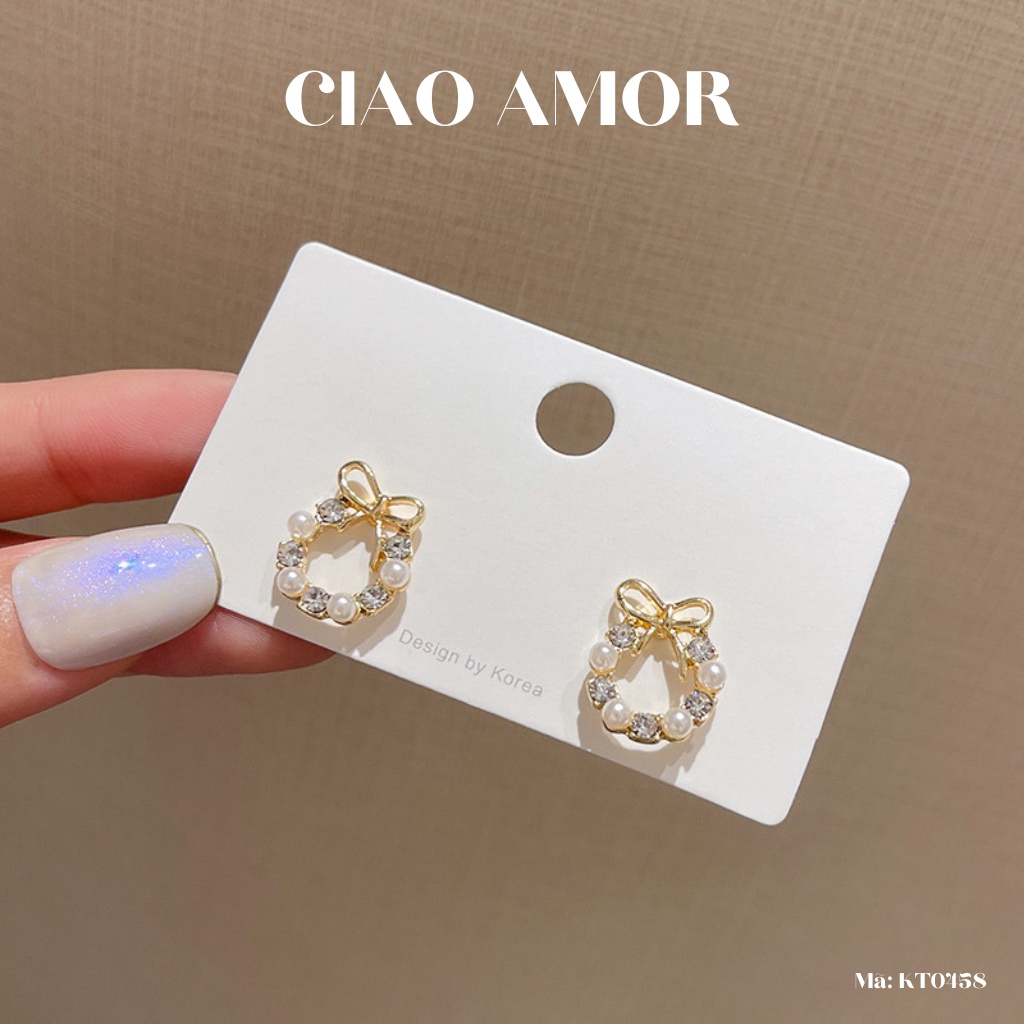 KT0458-Khuyên tai, Bông tai nữ nụ vòng hoa nhỏ dễ thương Trang sức Ciao Amor