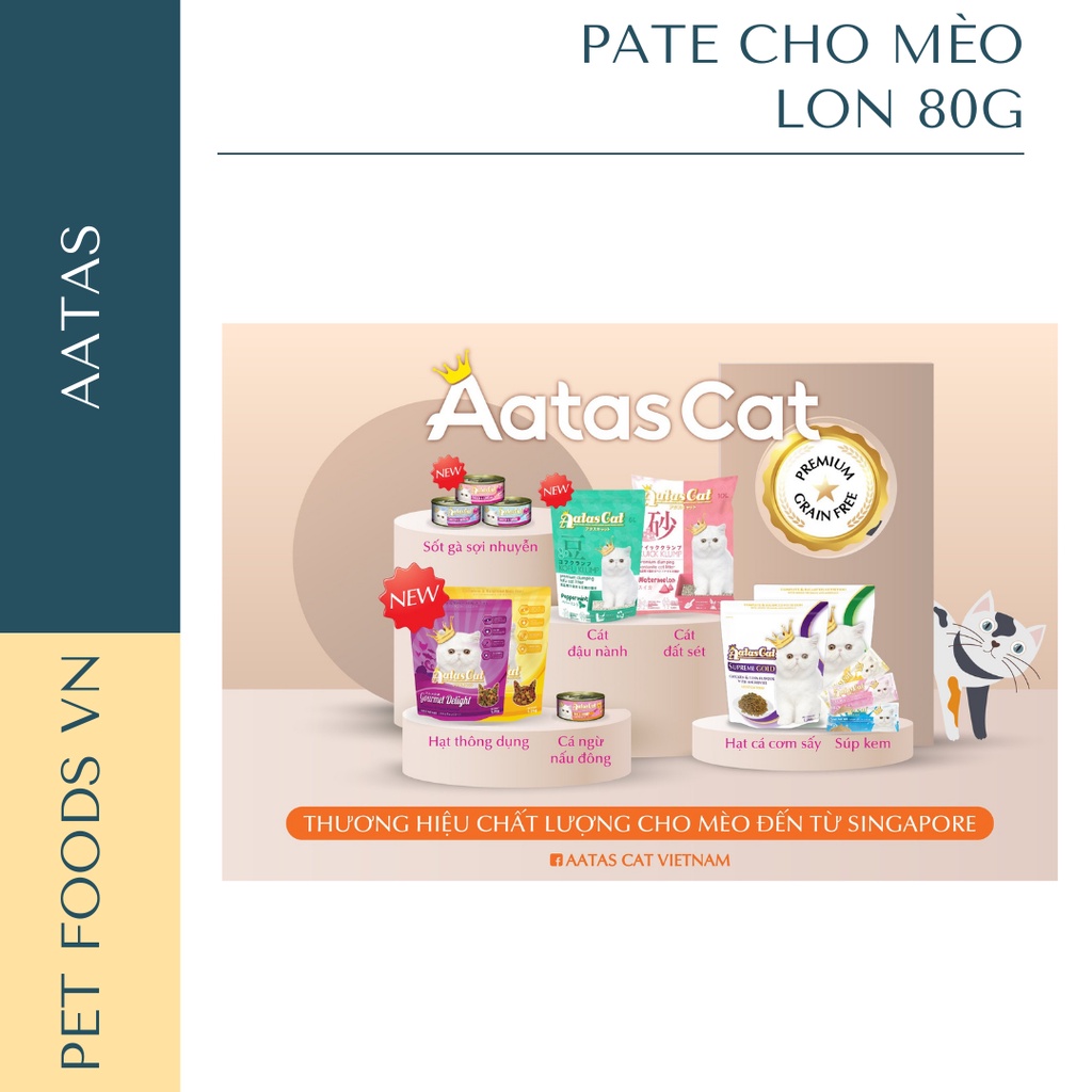 Pate cho Mèo AATAS CAT 80g vị Cá Ngừ Nấu Đông