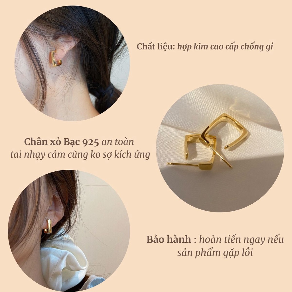 Bông tai basic tròn đơn giản thời trang Her Accessories  khuyên tai chân xỏ bạc 925 an toàn