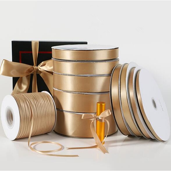 Cuộn dây ruy băng 22m màu vàng champagne dùng trang trí gói quà
